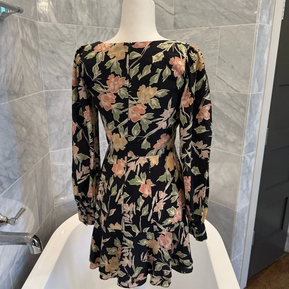 Yumi Kim Hey Jude Dress Size 4 Haze Night Black Floral Long Sleeve Mini Revolve - Picture 10 of 13